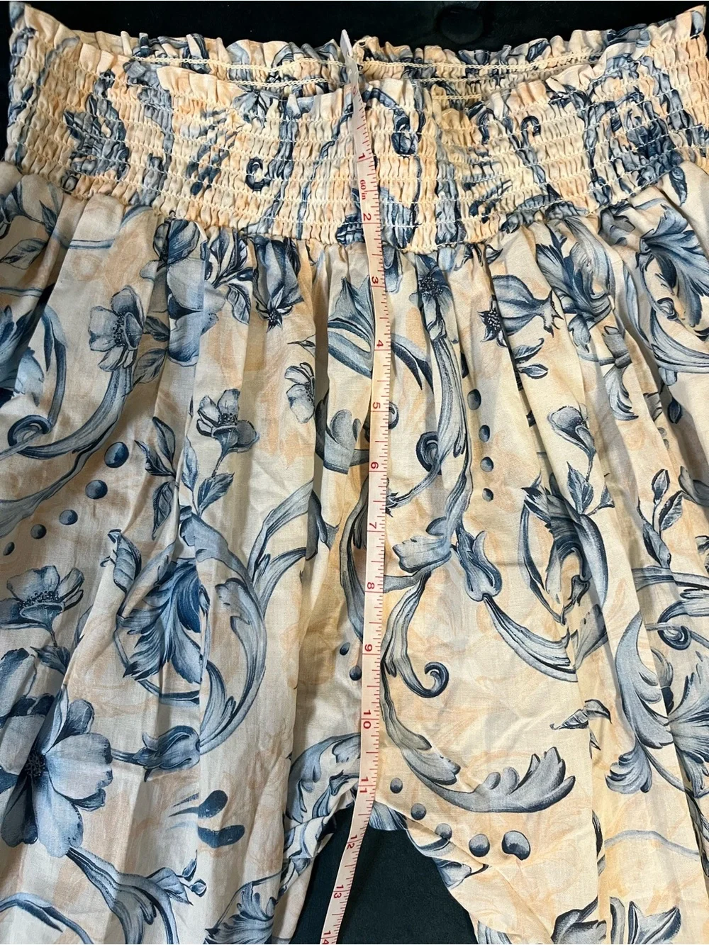 Agua Bendita Cream and Blue Floral Pants NWT